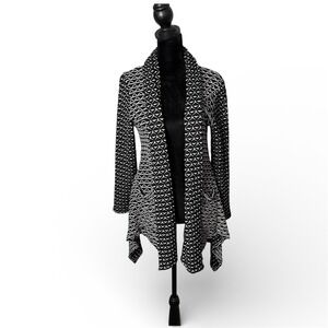 IC by Connie K Open Front Cardigan Size S Drape Waterfall Lagenlook Crinkle Knit